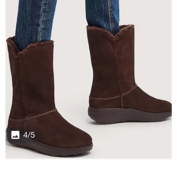 Fit Flop Muk Luk Brown Suede Fur Lined 